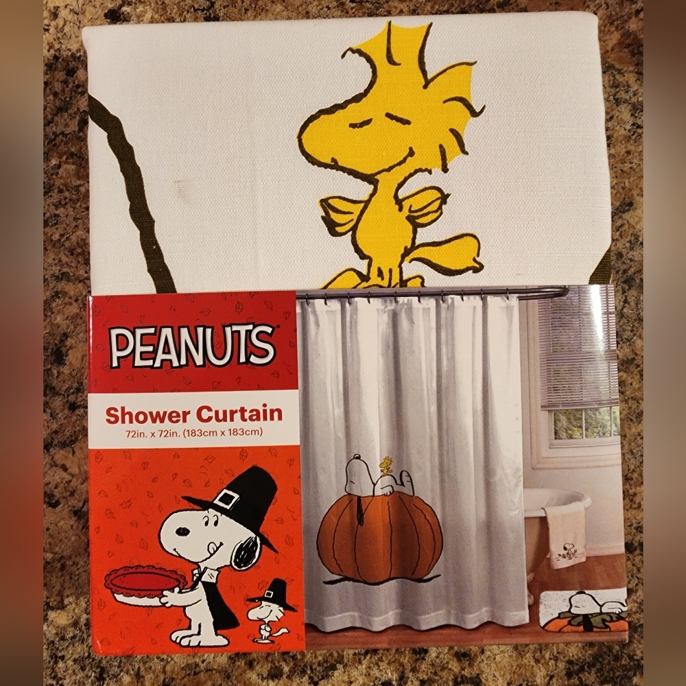 Peanuts snoopy fall shower curtain pumpkin